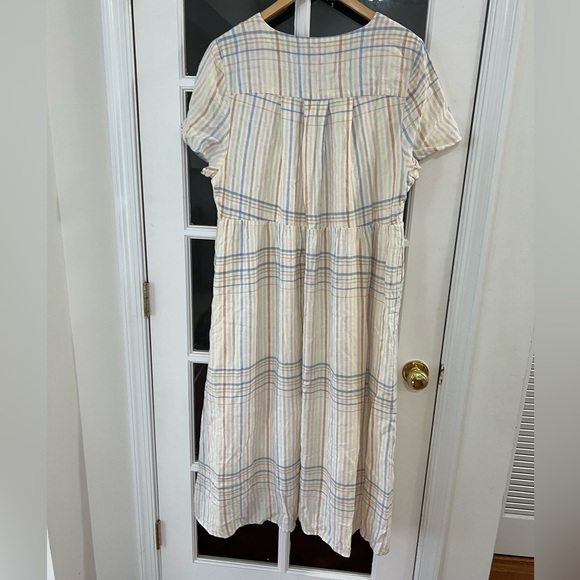 Madewell Linen-Blend Clara Midi Dress in Plaid - Size XL - NWT - Picture 3 of 8